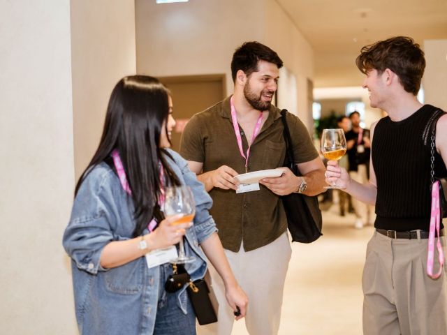 Guests chatting at an installation